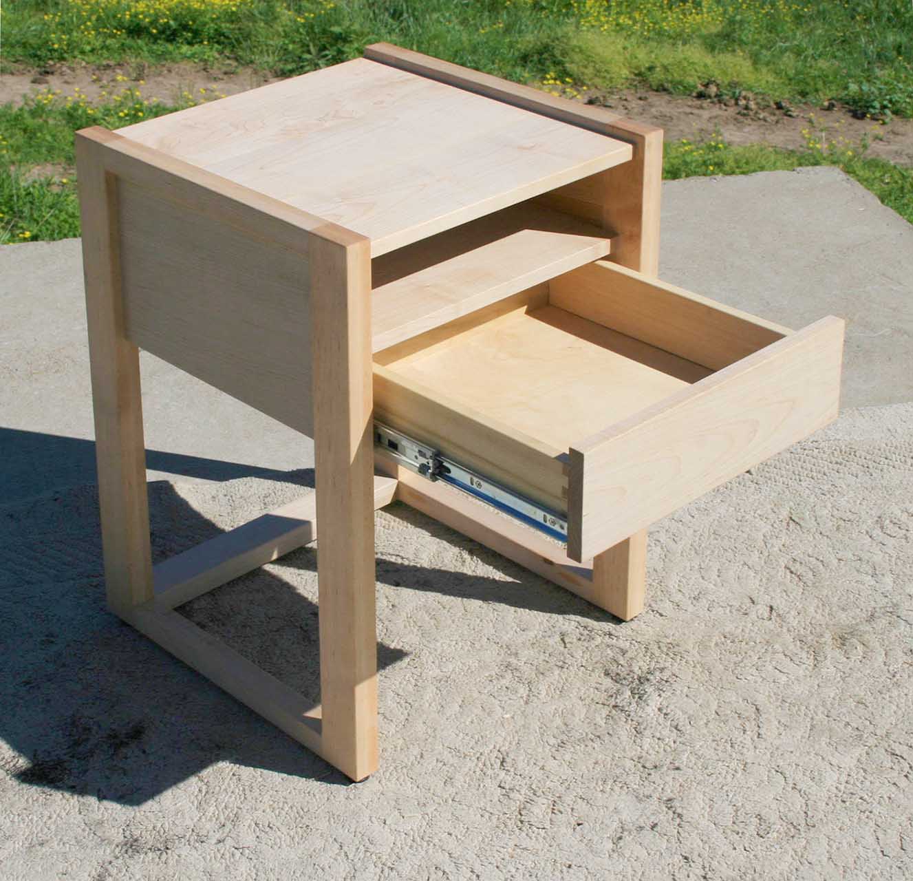 custom nightstand with drawer open