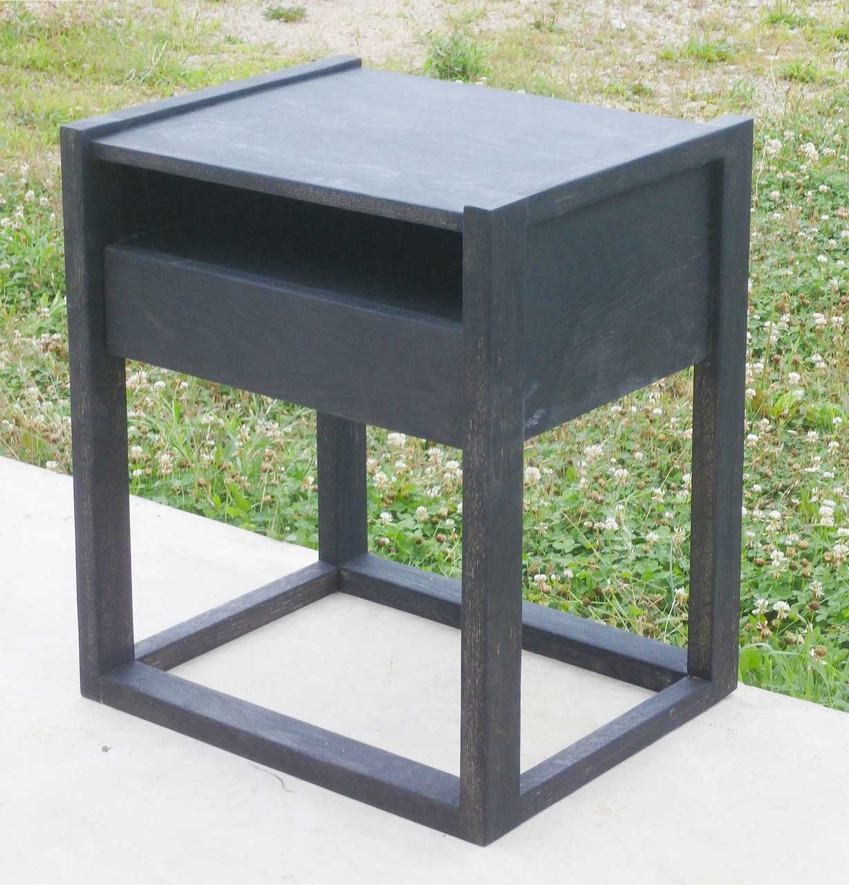 solid hardwood nightstand in dark stain
