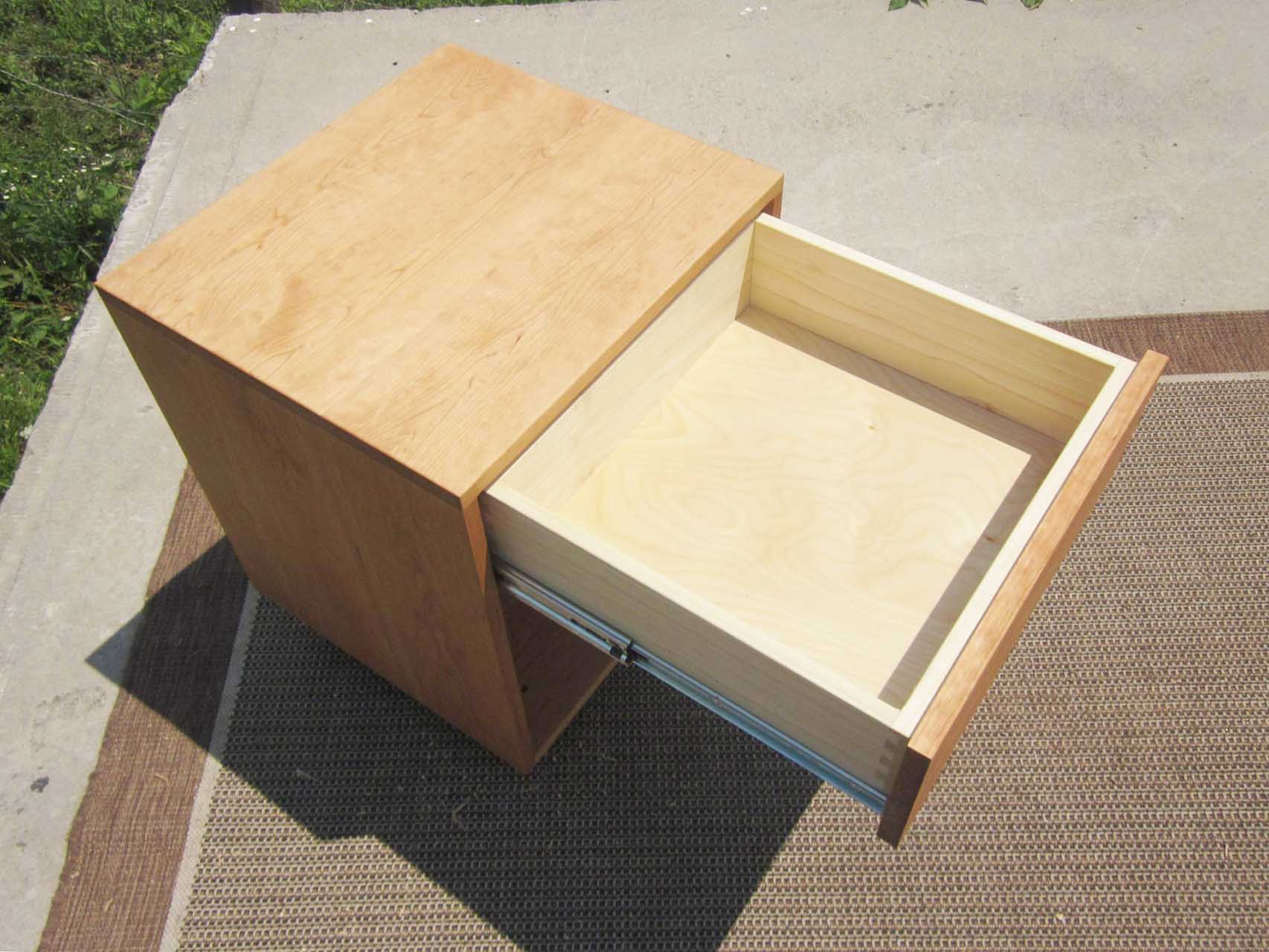 solid bedside table drawer open