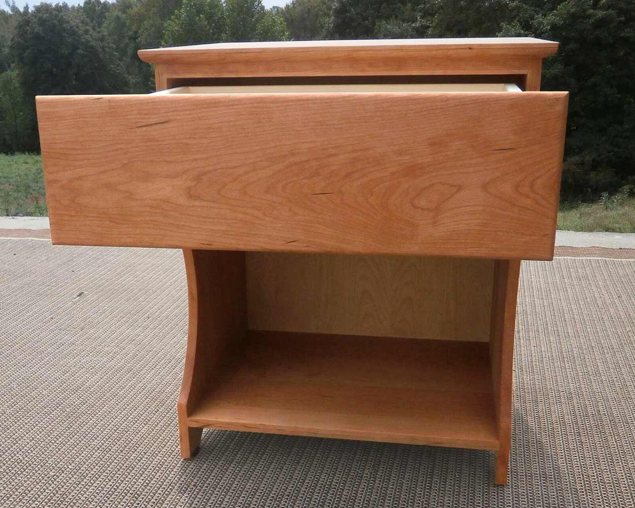 drawer open bedside table hardwood with cutaway