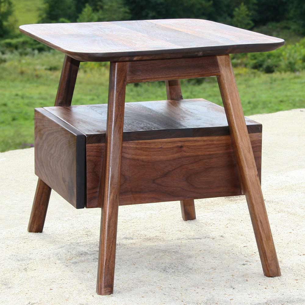 angled view mid century modern nightstand