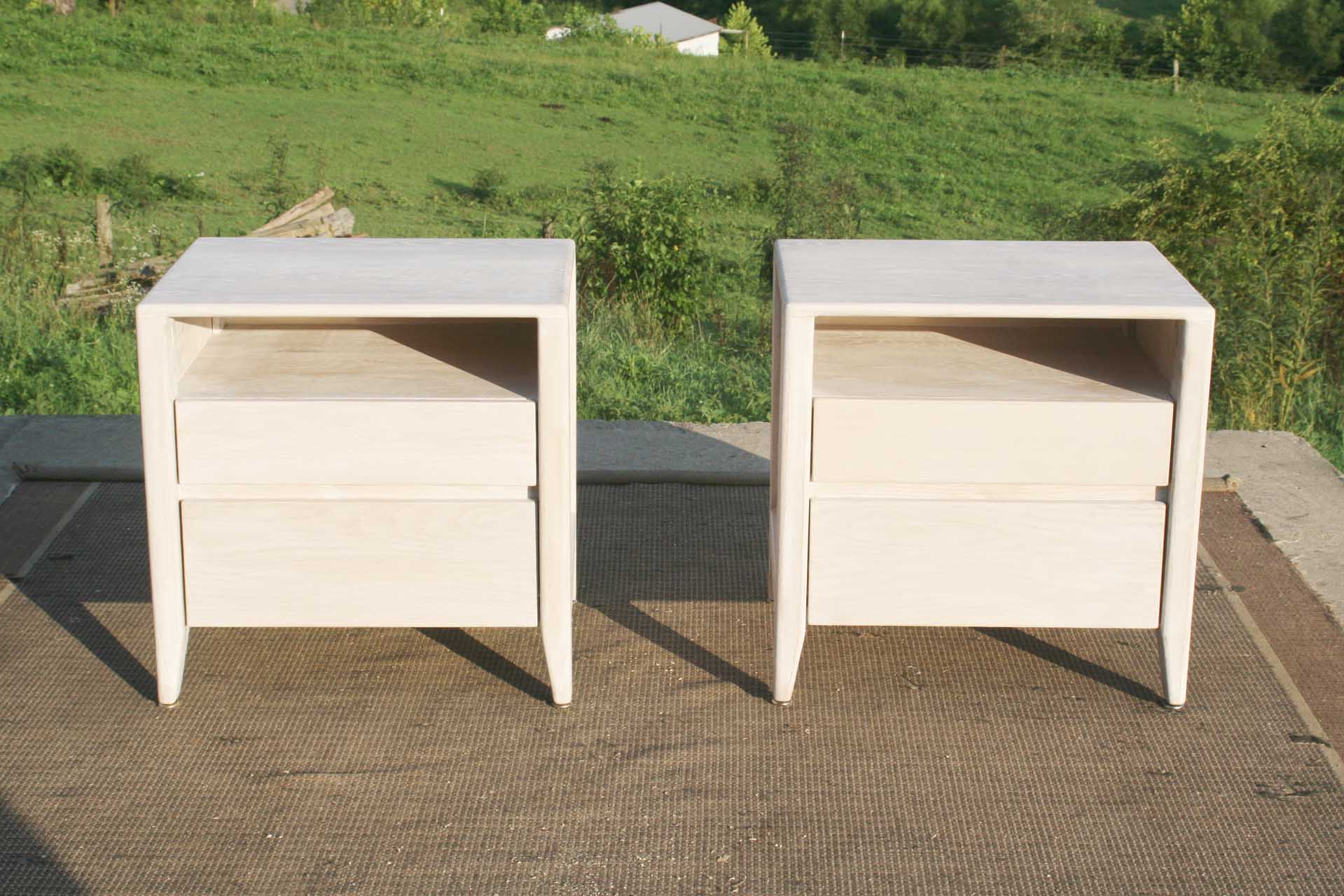 solid wood 2 drawer nightstand