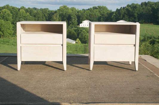 front view solid wood 2 drawer nightstand