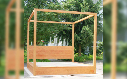 Low Canopy Bed with headboard and square rails front view