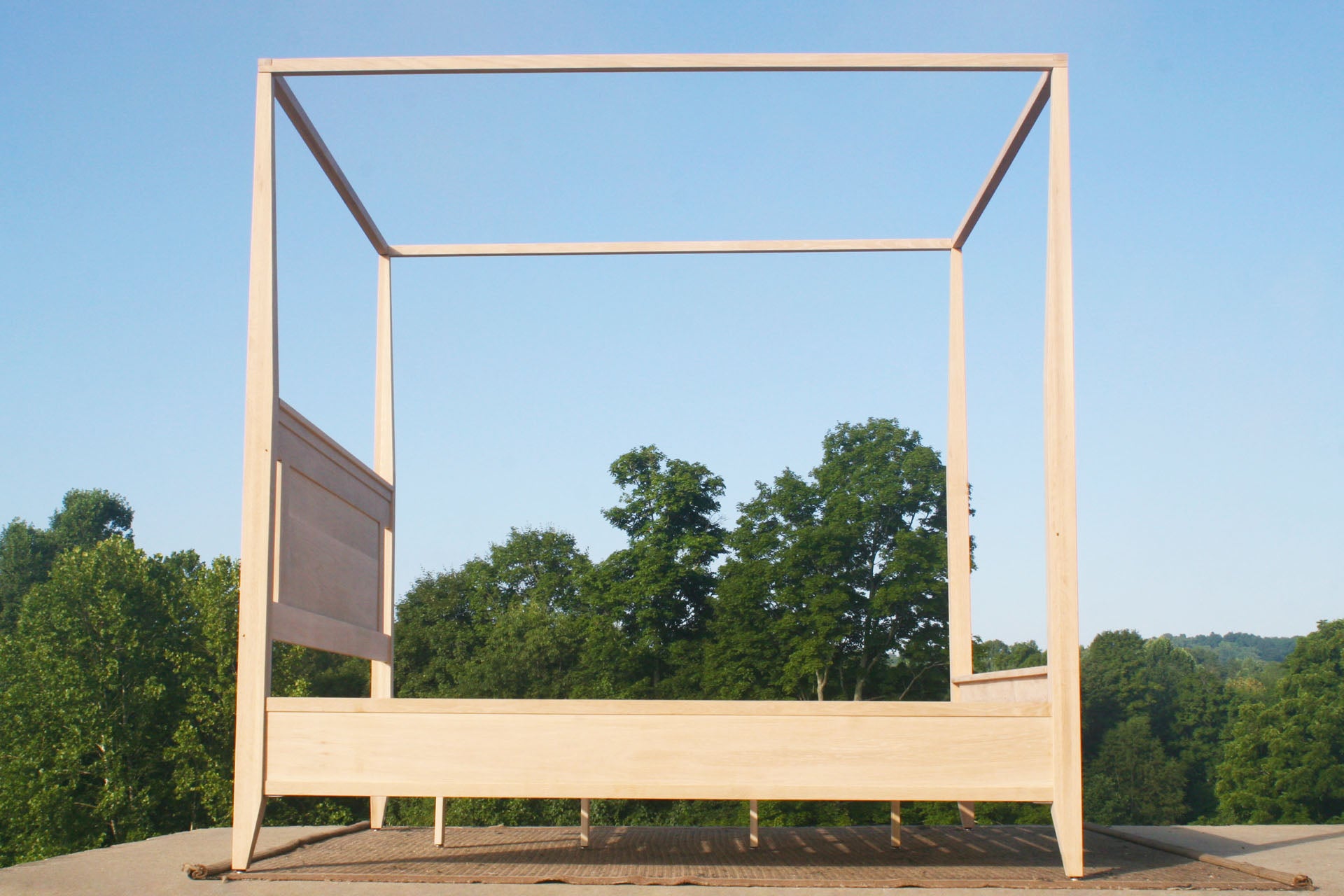 side view canopy bed with tapered posts