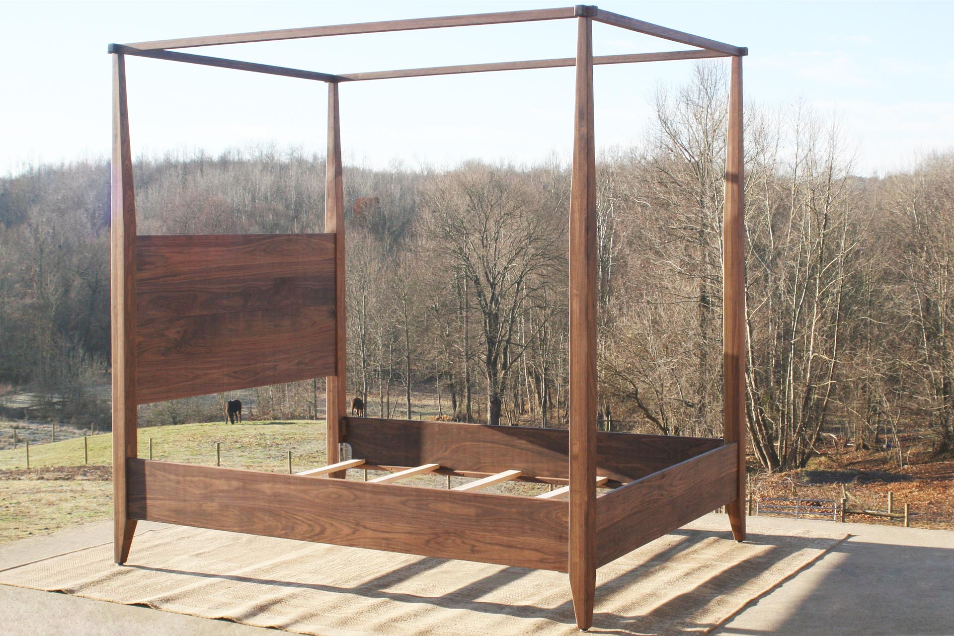 solid walnut wood canopy bed