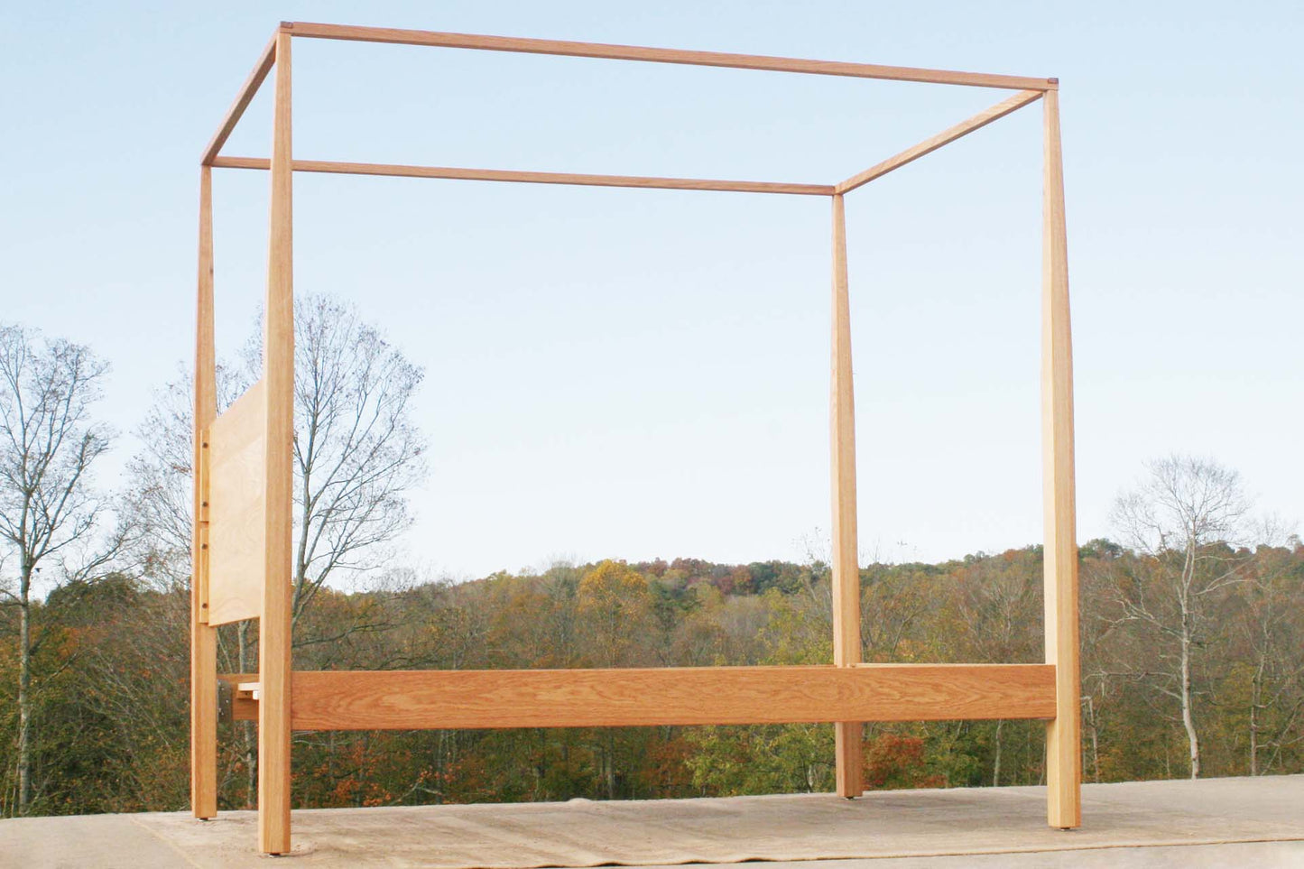 angled view custom Canopy Bed With Tapered Posts and Headboard