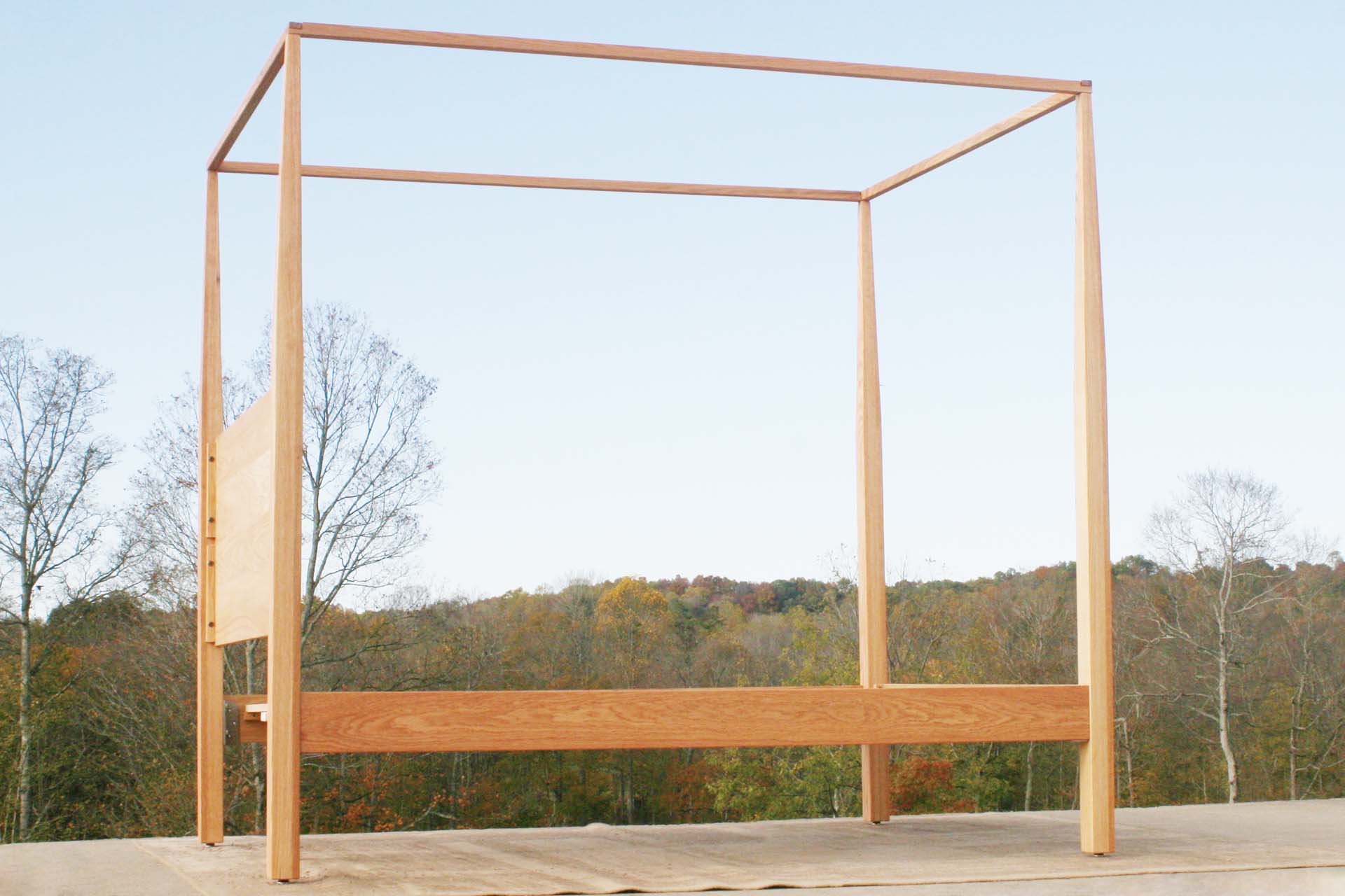 angled view custom Canopy Bed With Tapered Posts and Headboard