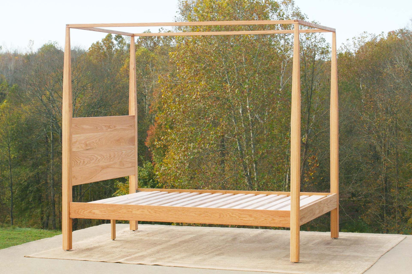 side view custom Canopy Bed With Tapered Posts and Headboard