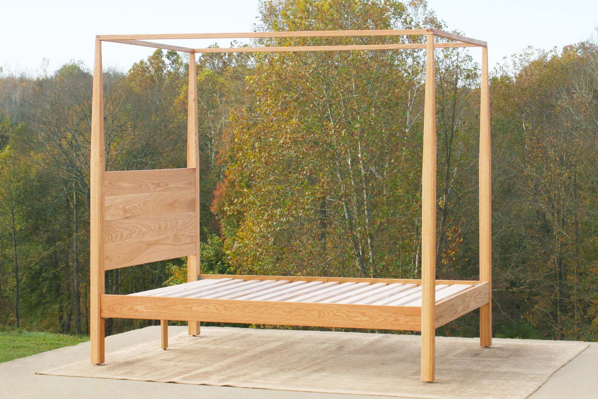 side view custom Canopy Bed With Tapered Posts and Headboard