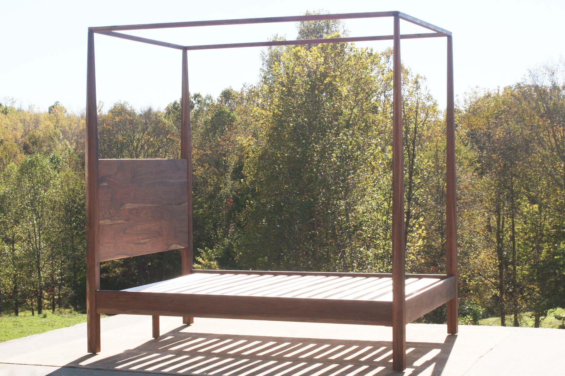 hardwood Canopy Bed With Tapered Posts and Headboard