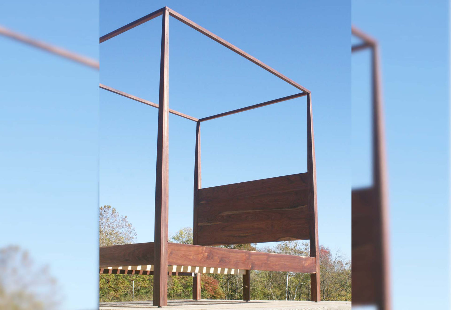 natural Canopy Bed With Tapered Posts and Headboard