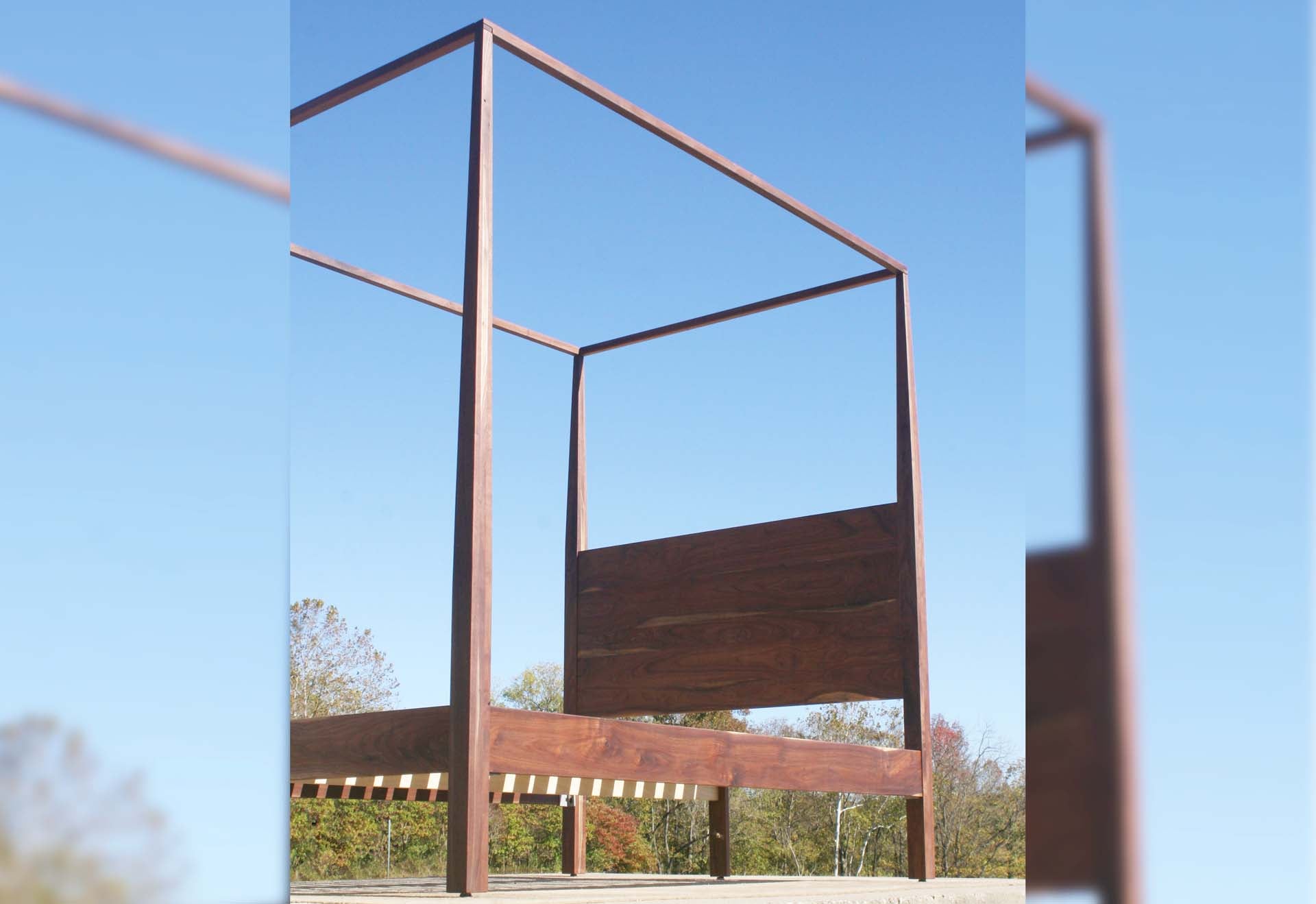 natural Canopy Bed With Tapered Posts and Headboard