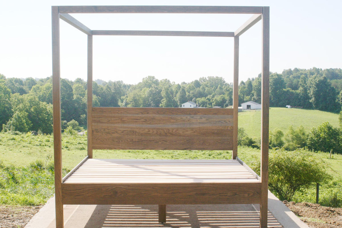 front view Hardwood Canopy Bed