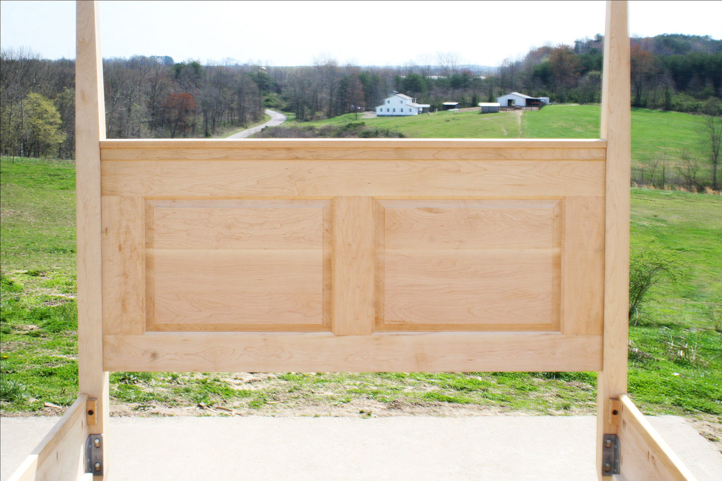 headboard of wood Canopy Bed with panels and tapered posts