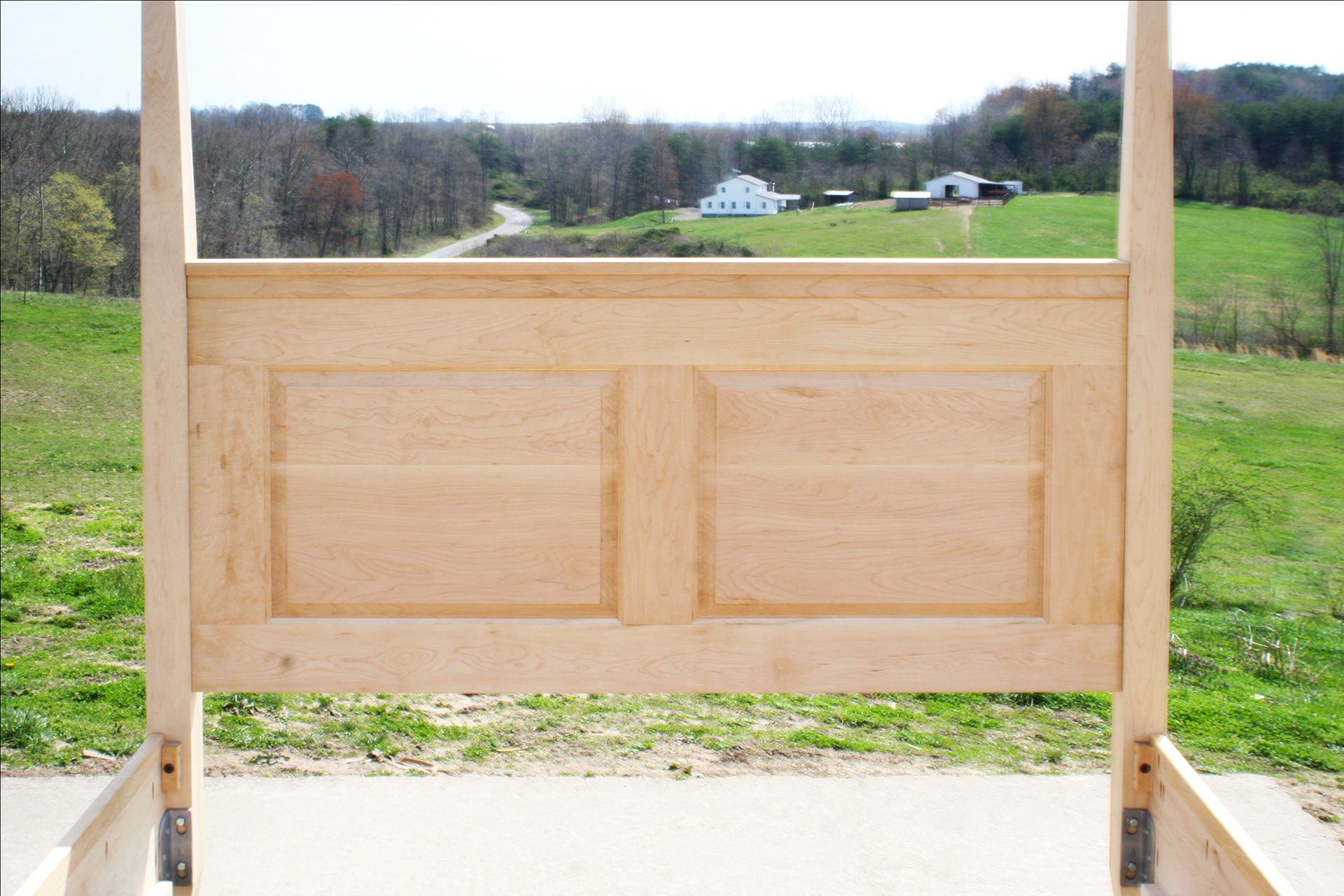 headboard of wood Canopy Bed with panels and tapered posts