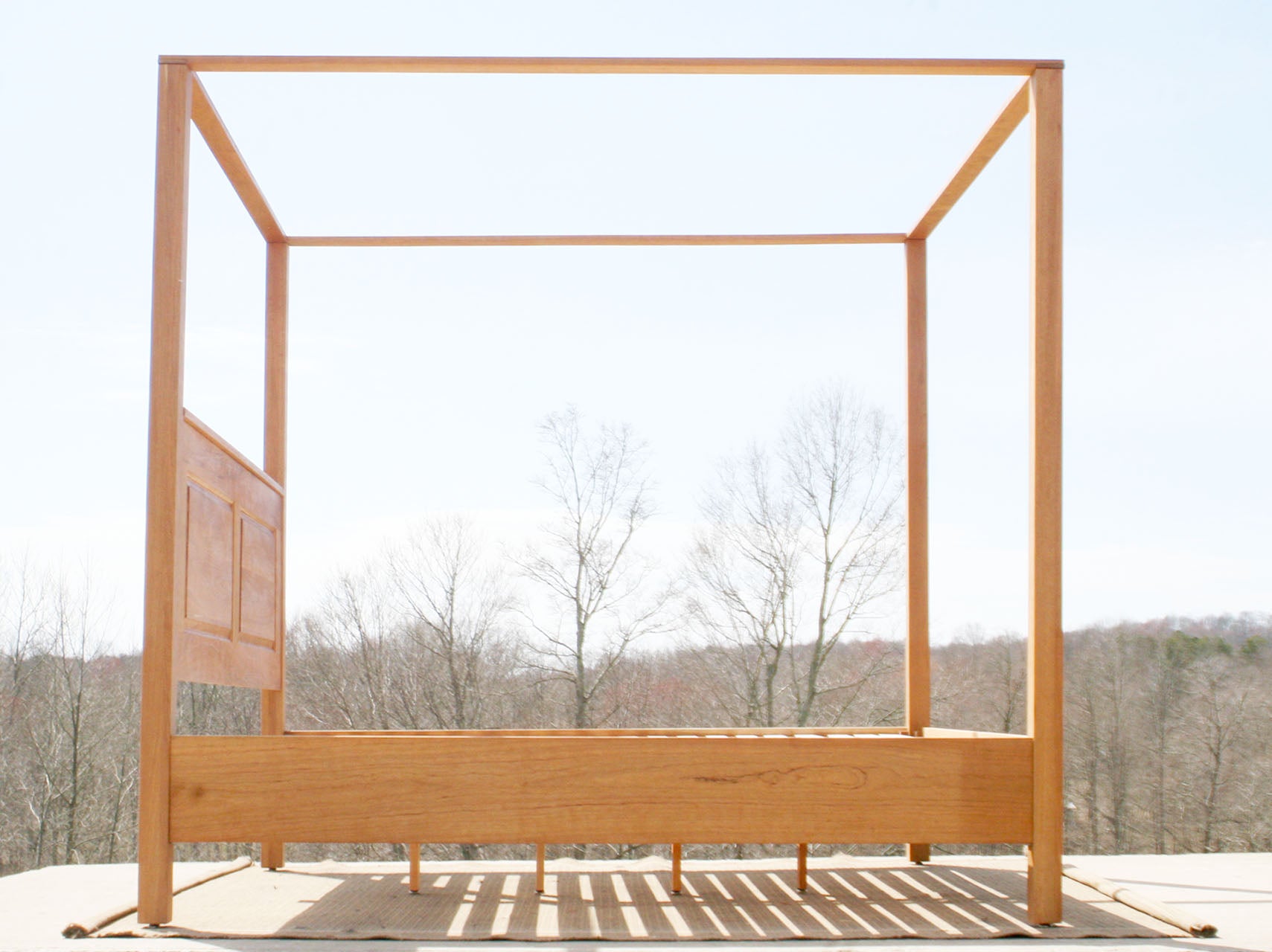 wood canopy bed with headboard side view solid hardwood