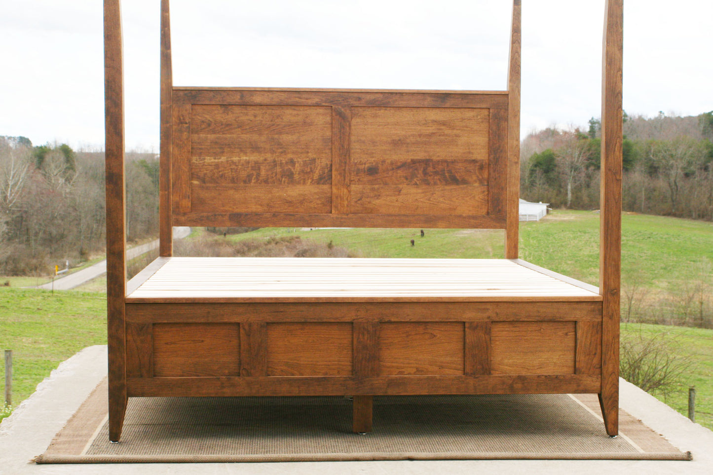canopy bed with storage low front view