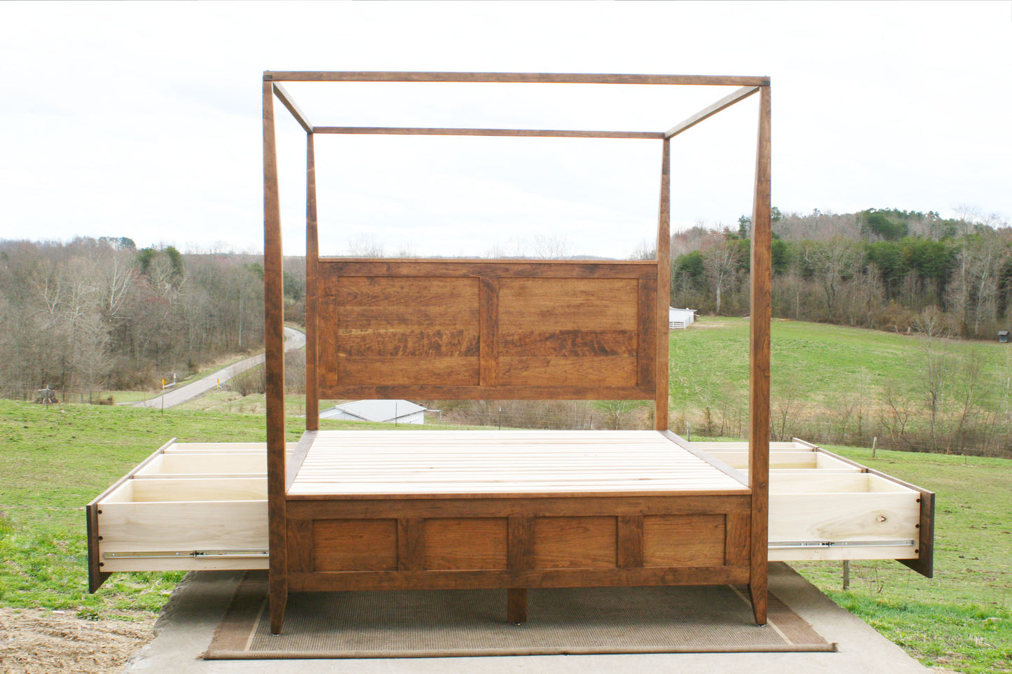 front view storage canopy bed