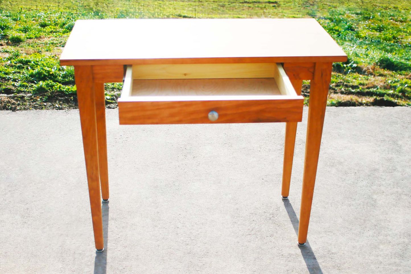drawer open natural Vanity desk with one drawer