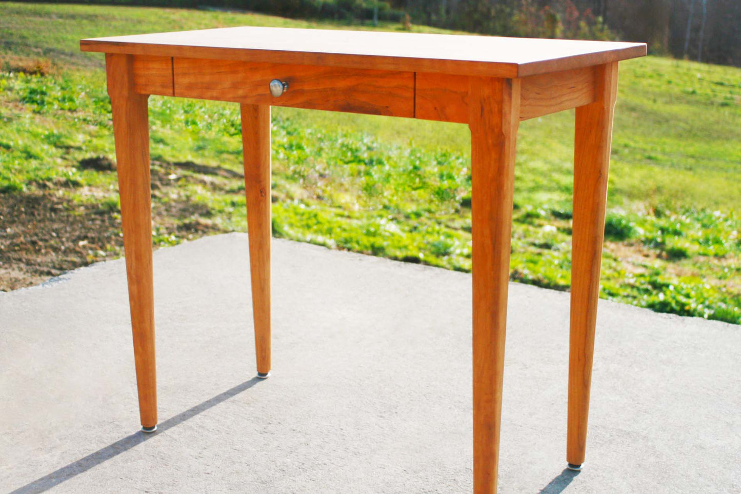 close up natural Vanity desk with one drawer