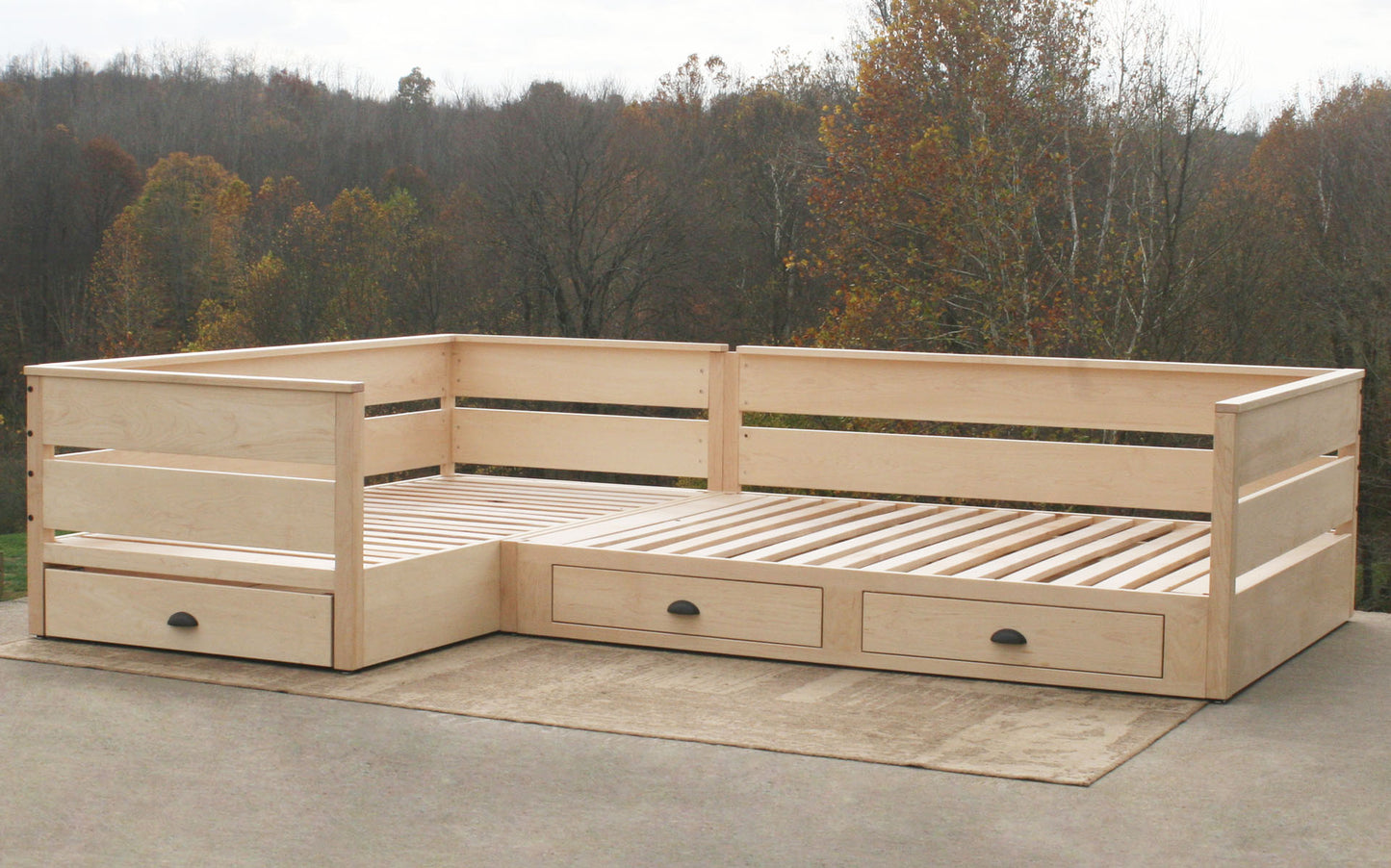 angled view L shaped daybed with storage