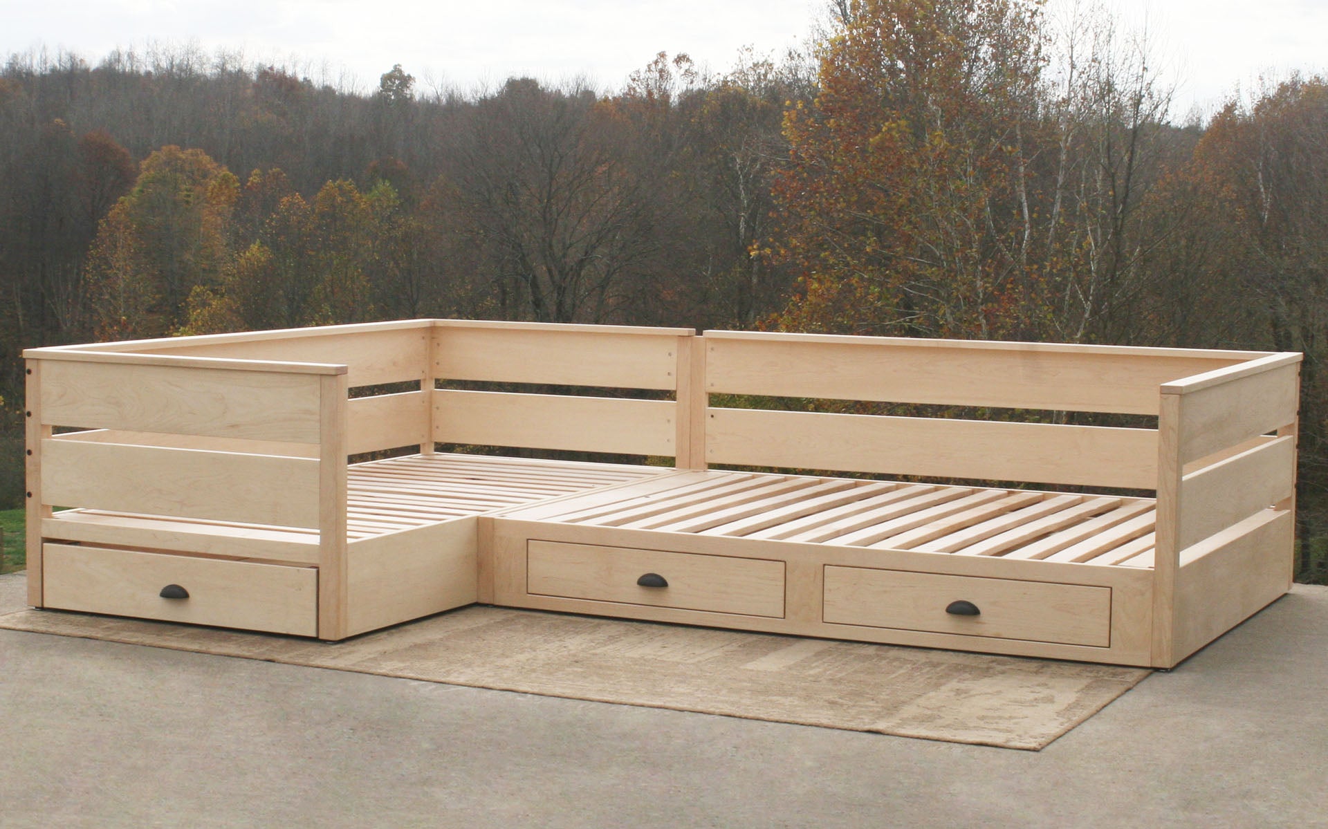 angled view L shaped daybed with storage