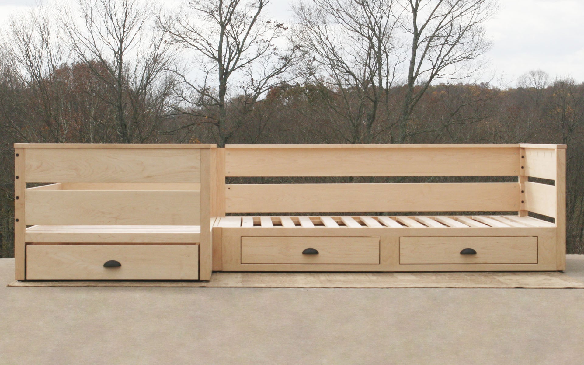 front view L shaped daybed with storage