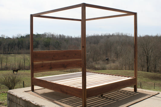 Hardwood Canopy Bed CbRnV6 - King Size, Natural Walnut