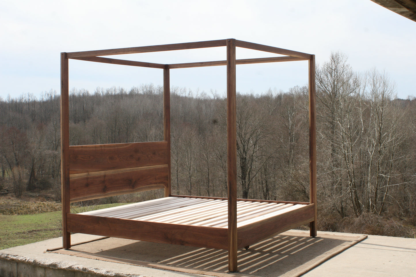 Hardwood Canopy Bed CbRnV6 - King Size, Natural Walnut