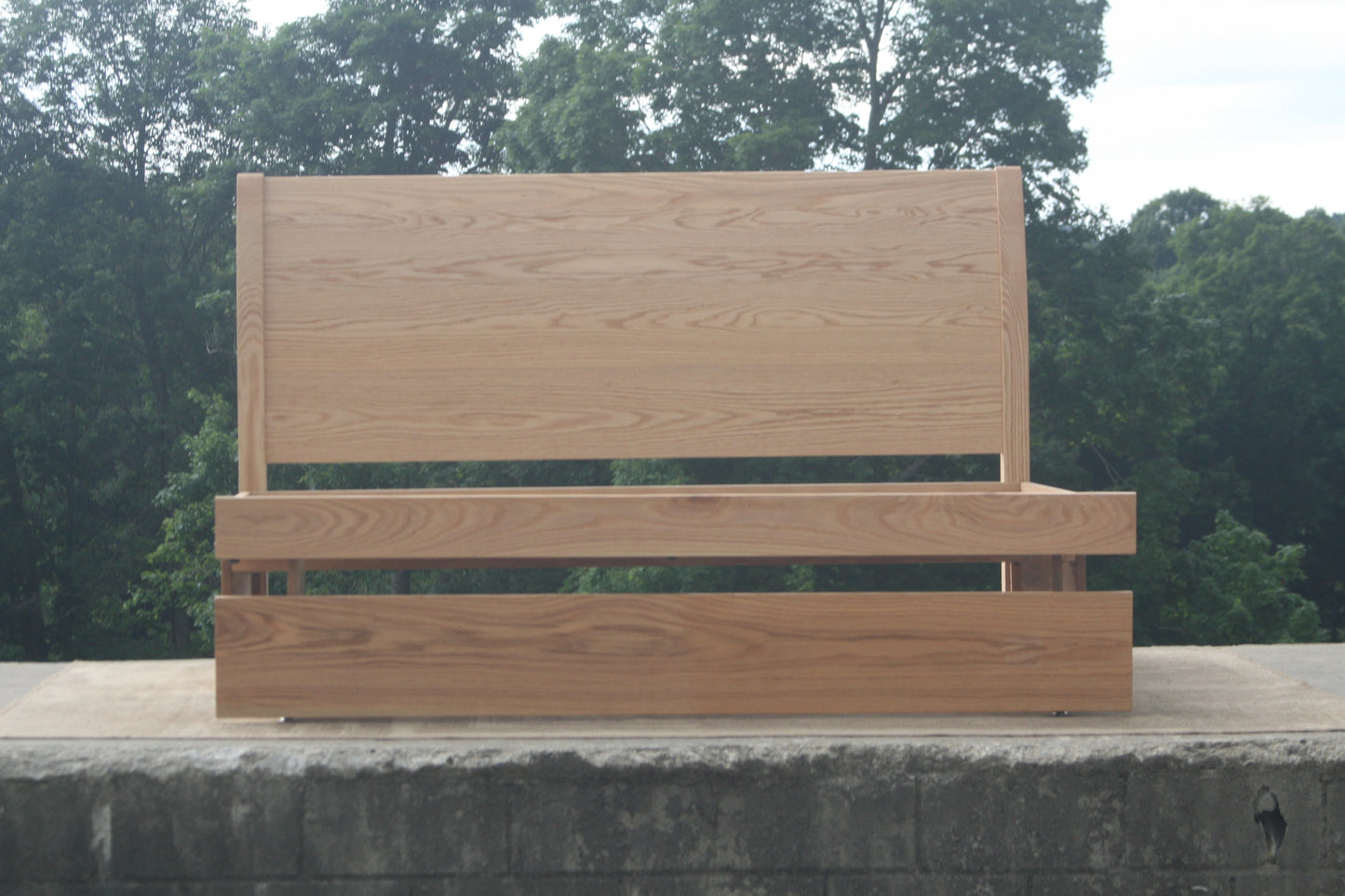 3-Function Trundle Bed with Sleigh Headboard NtRnS1s - Twin Size with Twin Trundle, Red Oak wood with Stain