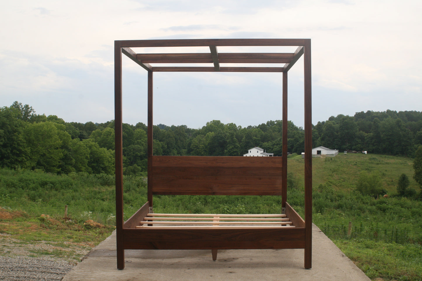Hardwood Canopy Bed CbRnV6 - California King Size, Natural Walnut
