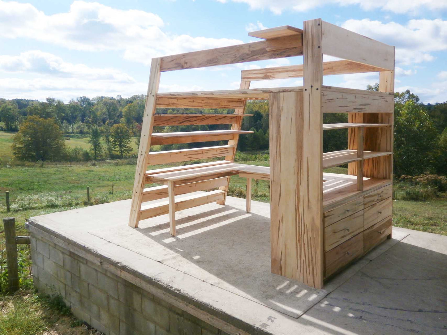Loft bed with Built In Dresser and Desk lbsnv02d