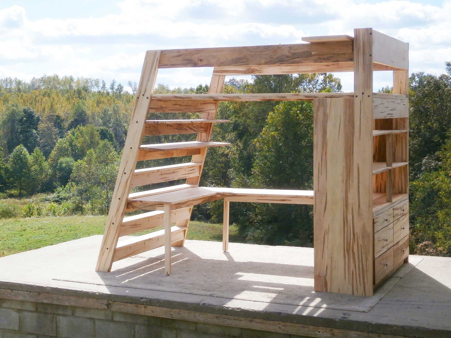 Loft bed with Built In Dresser and Desk lbsnv02d