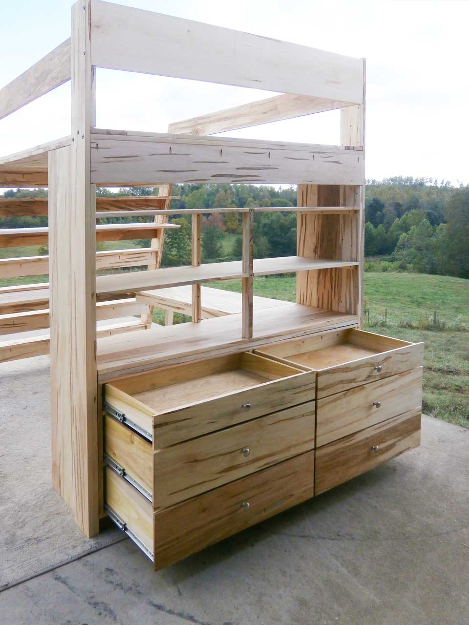 Loft bed with Built In Dresser and Desk lbsnv02d