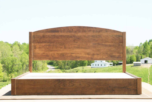 Low Platform Bed with arched headboard front view