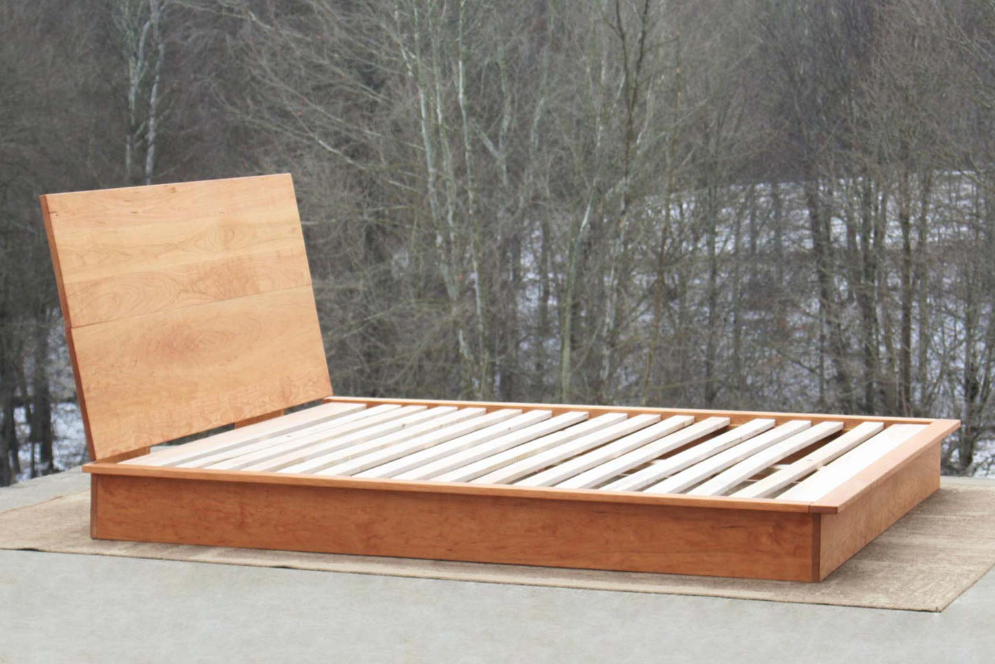 slanted headboard platform bed