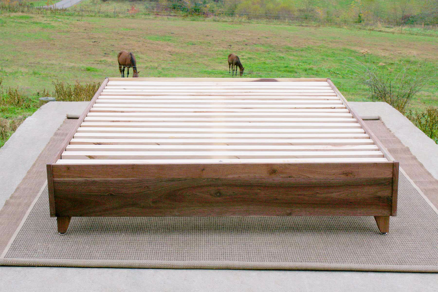 front view Platform Bed with inside posts