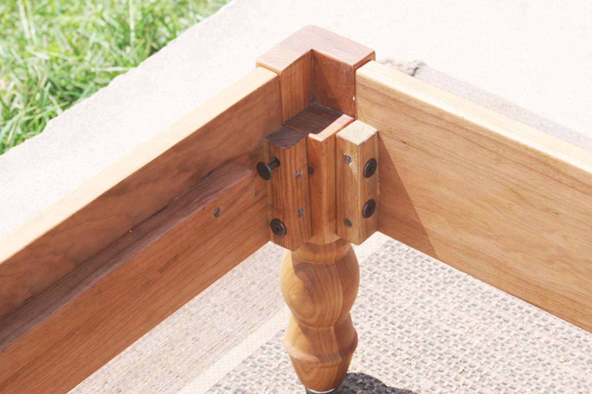 corner joint of hardwood natural Cantilever storage bed with 4 drawers and headboard