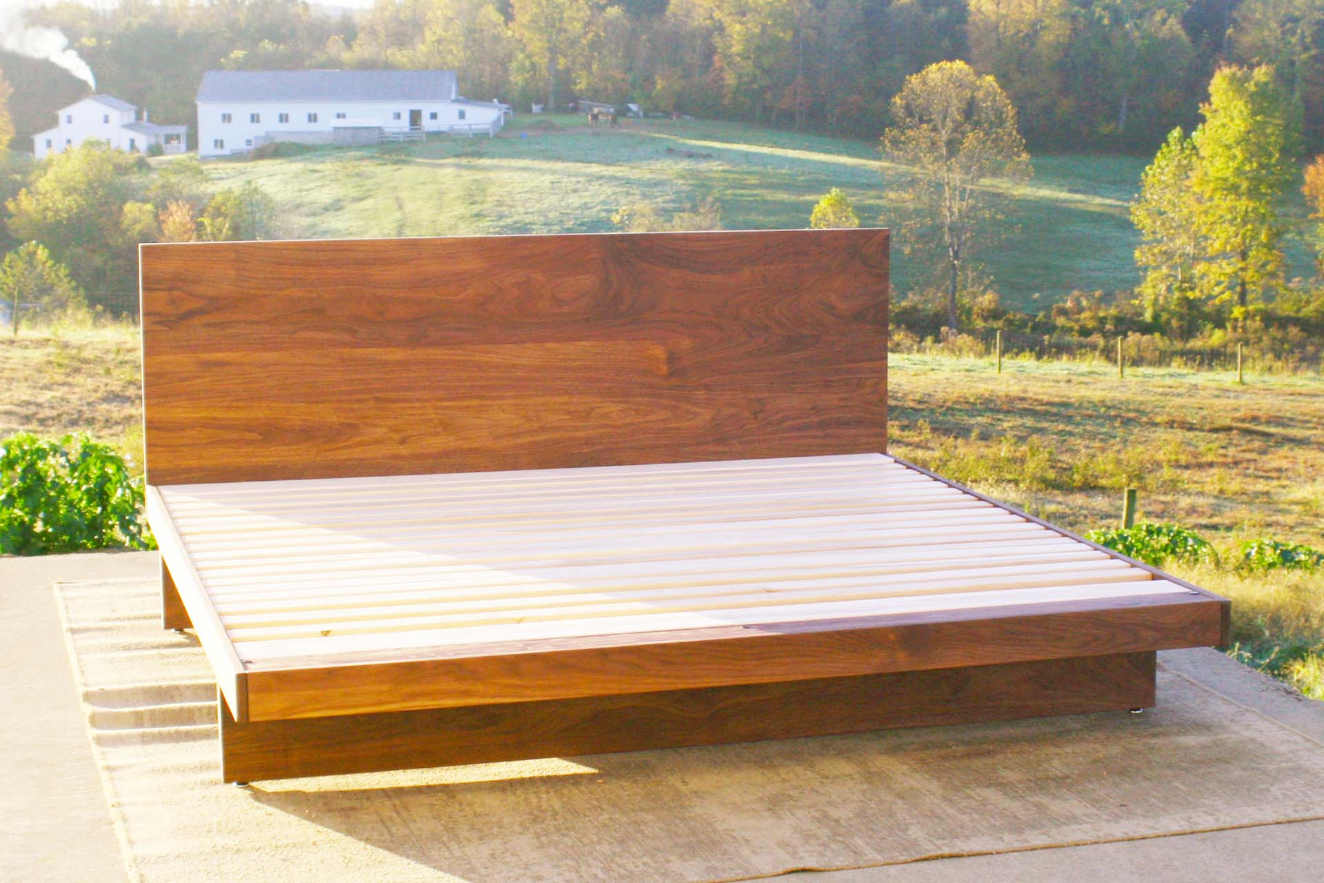 custom Platform bed with tall headboard