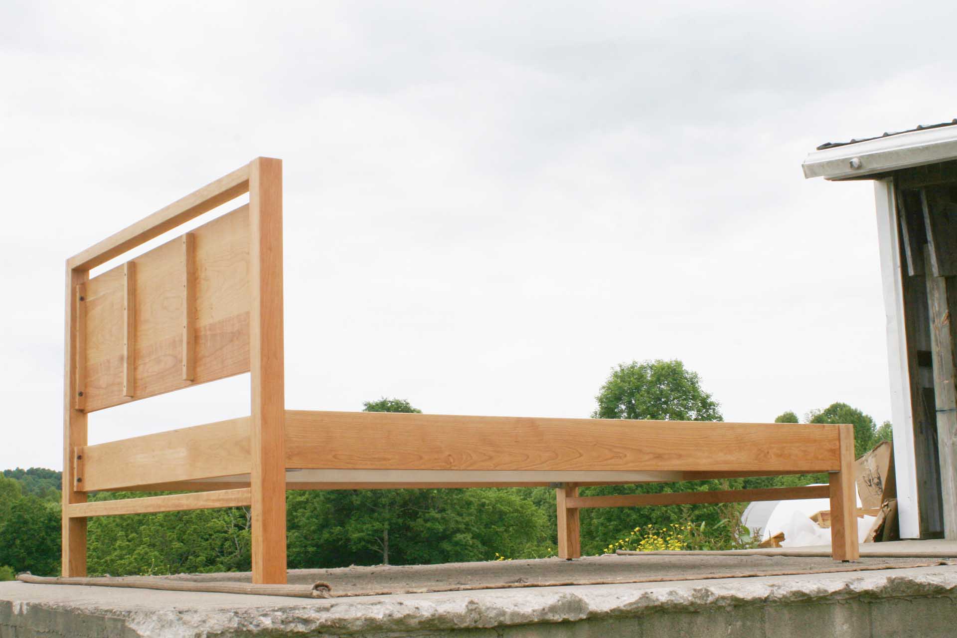 back of Modern platform bed with headboard