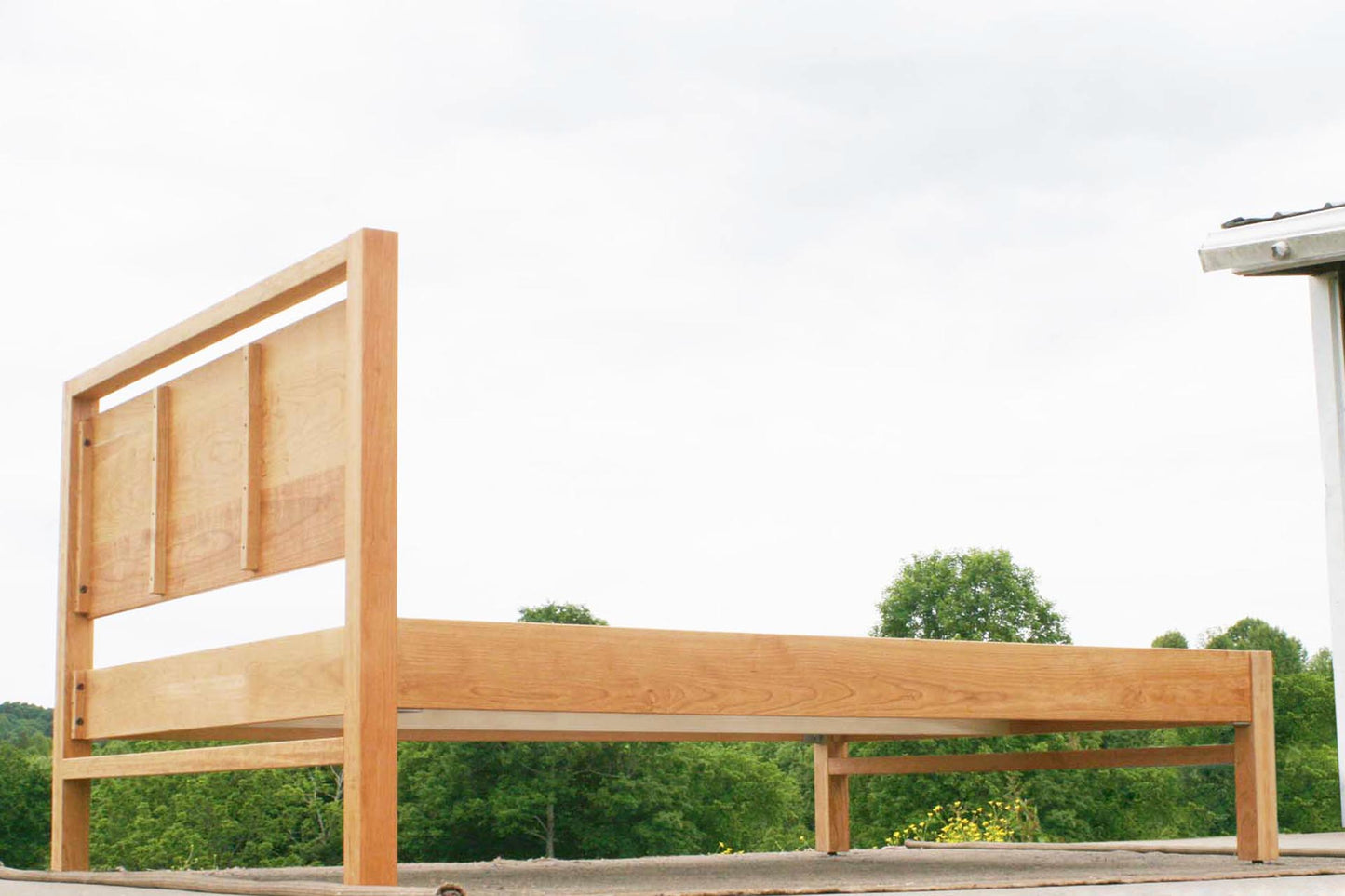 back of Modern platform bed with headboard
