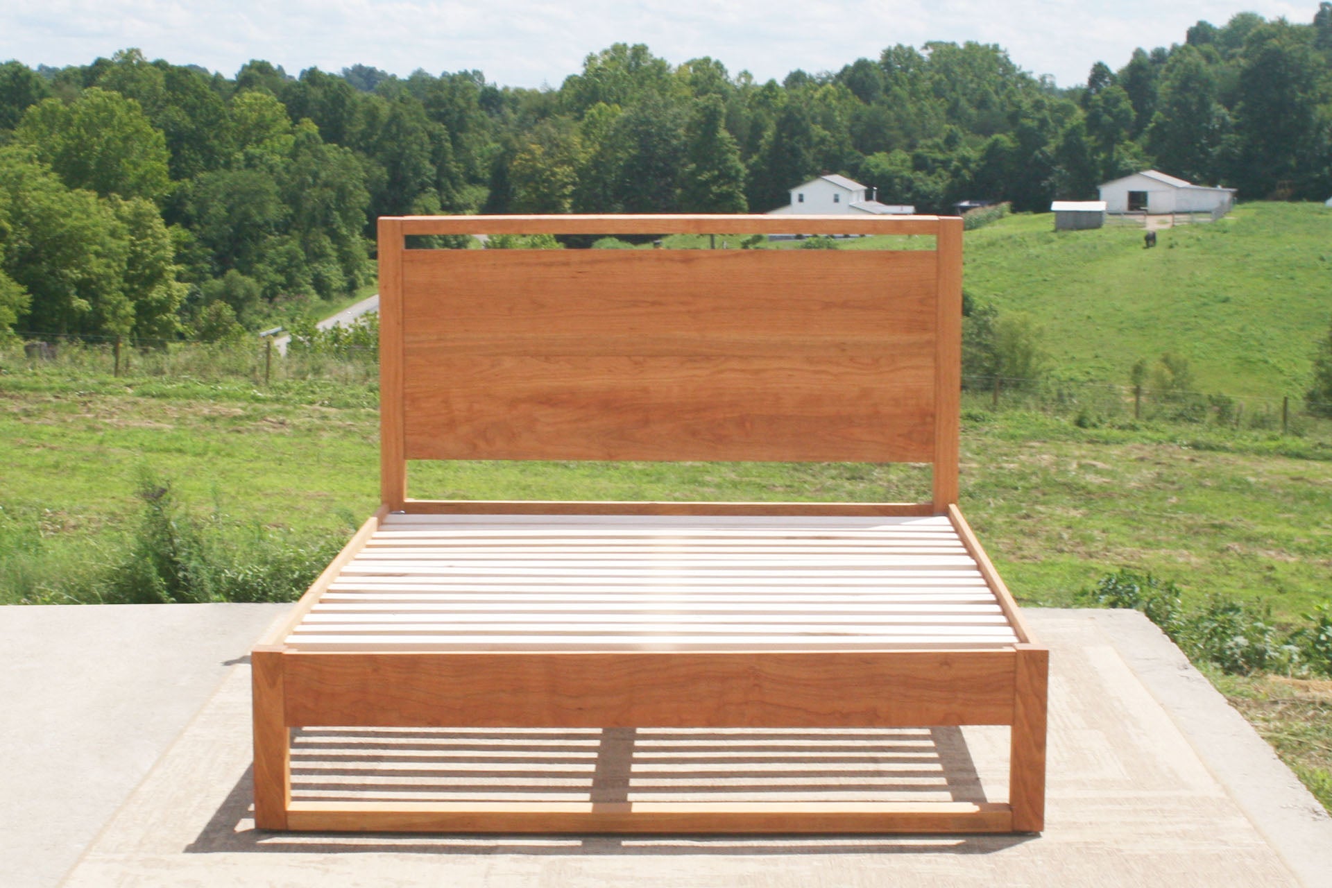 Modern platform bed with headboard