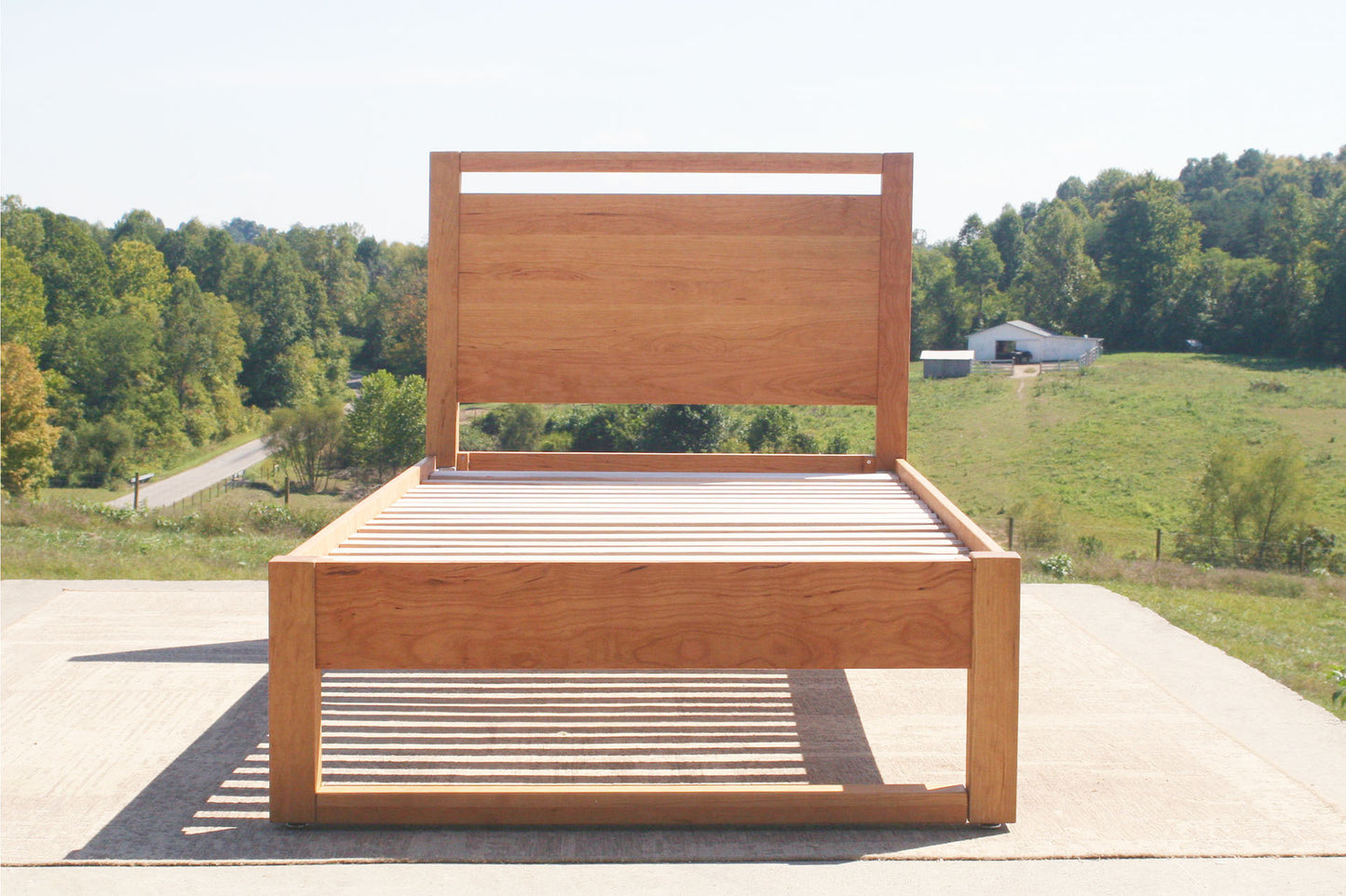 modern platform bed front angle
