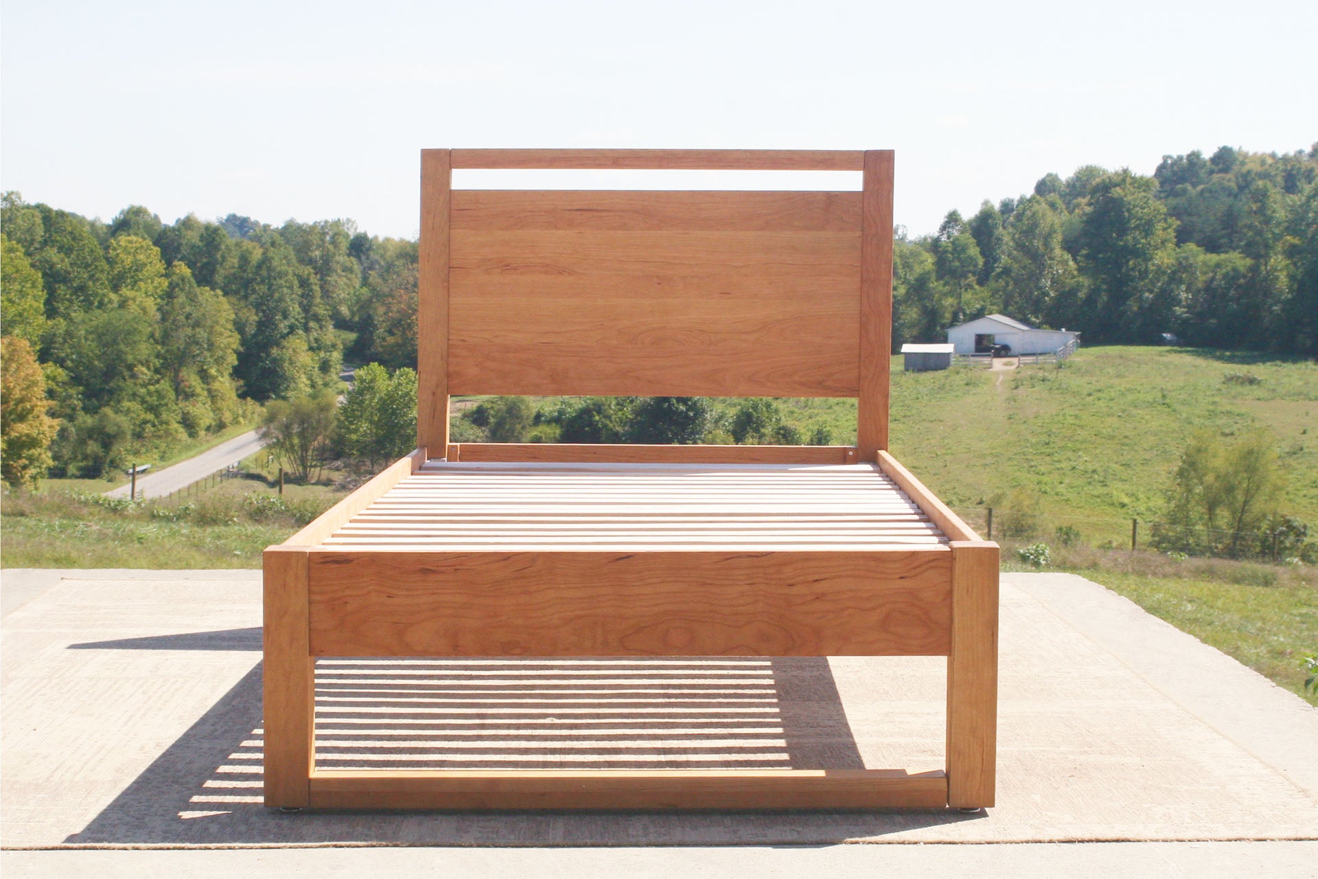 modern platform bed front angle