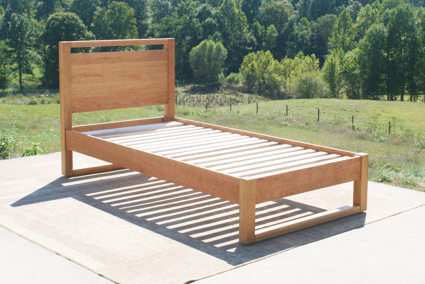 modern platform bed side view