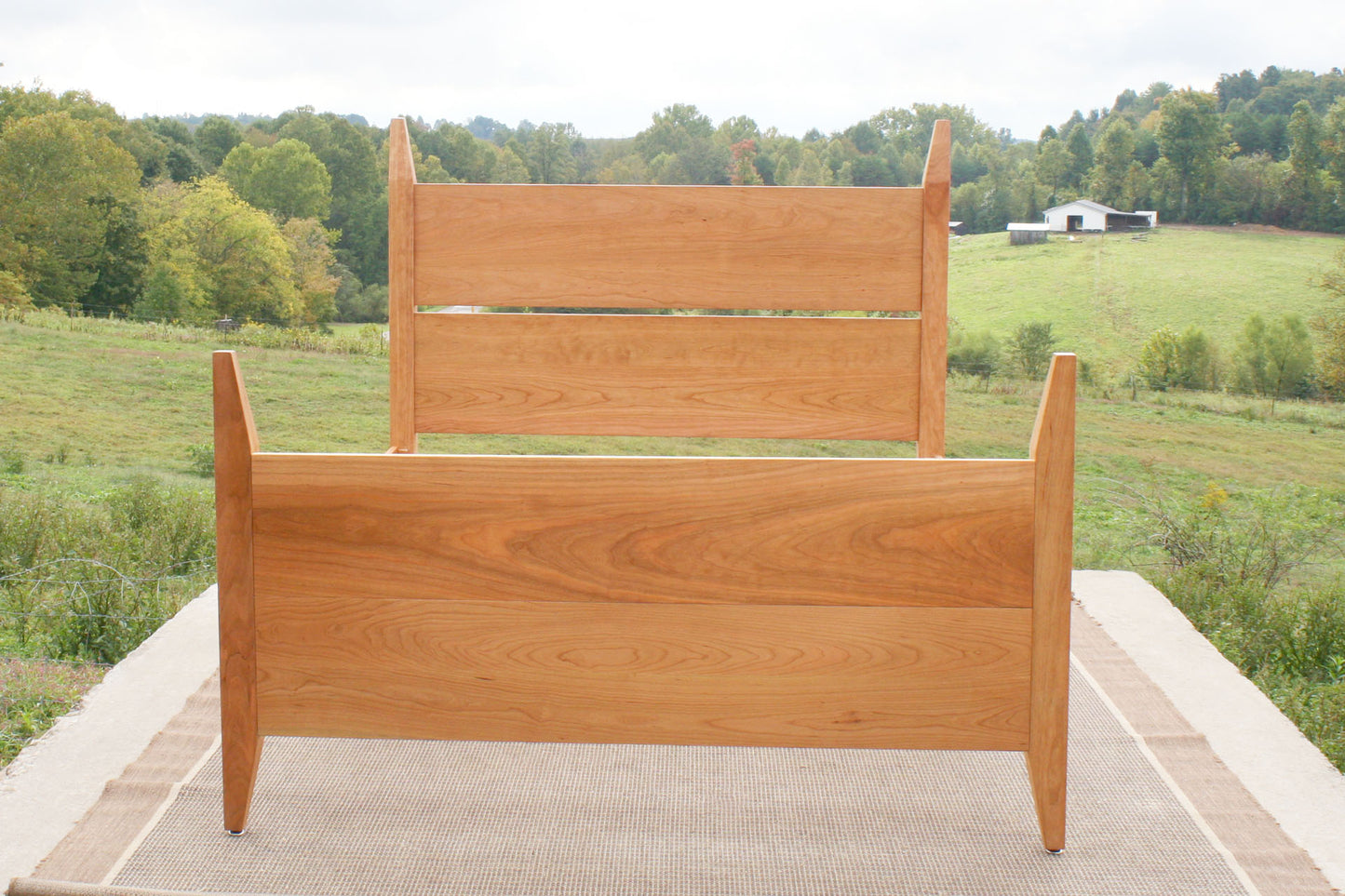 box spring bed with tapered posts close front view