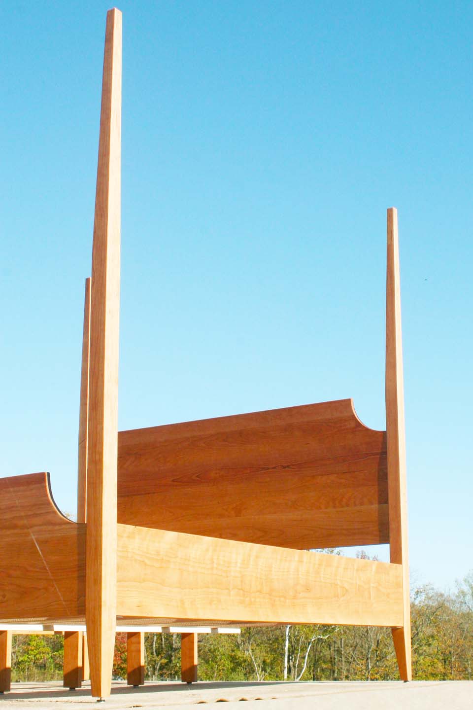 angled view custom Four Poster Bed with Slim Tapered Posts