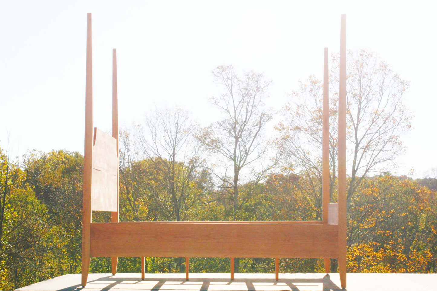 side view custom Four Poster Bed with Slim Tapered Posts