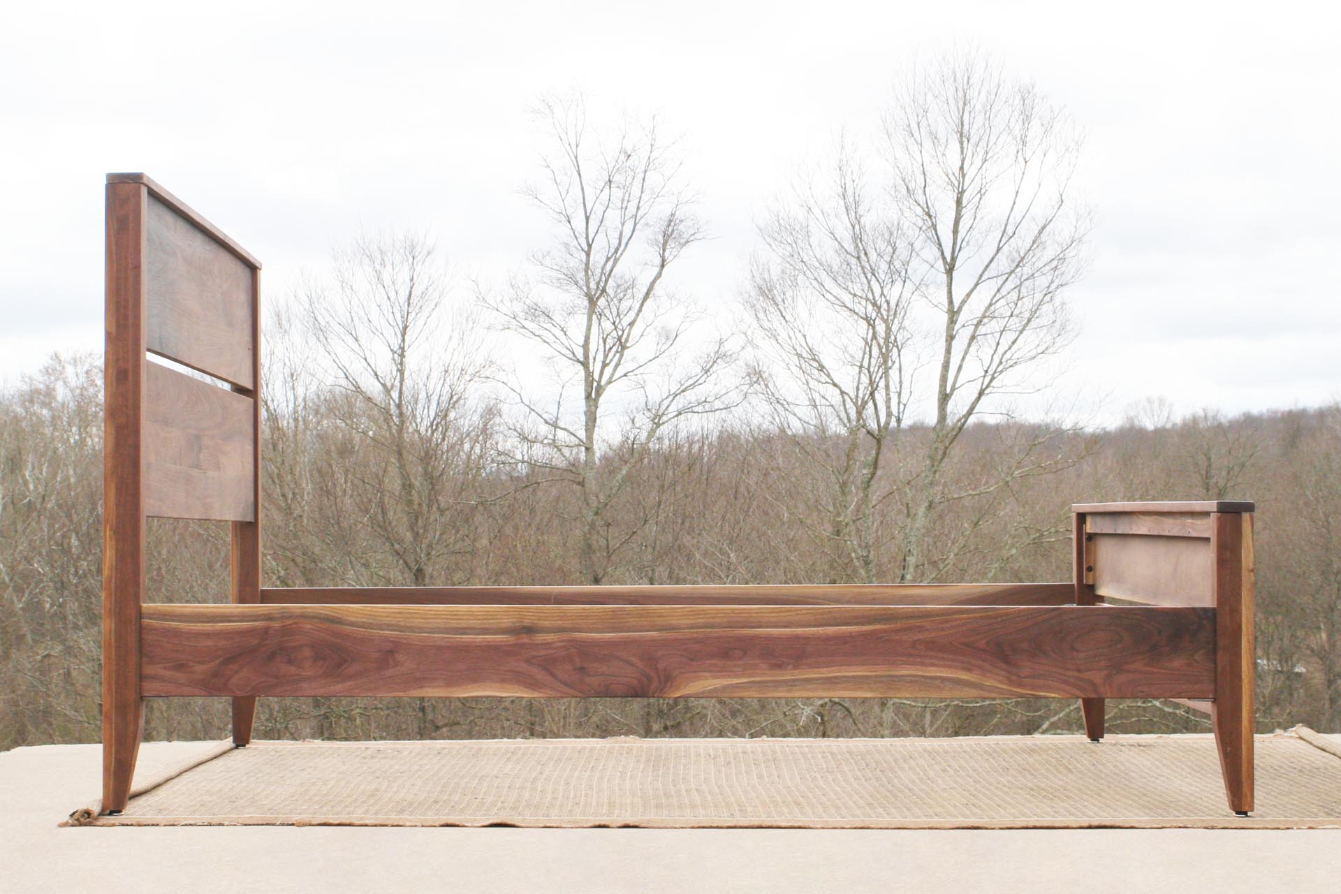Box Spring Bed with Tall Headboard side view
